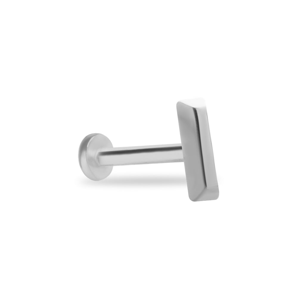 Strip stud piercing earring with - 14K Solid White Gold