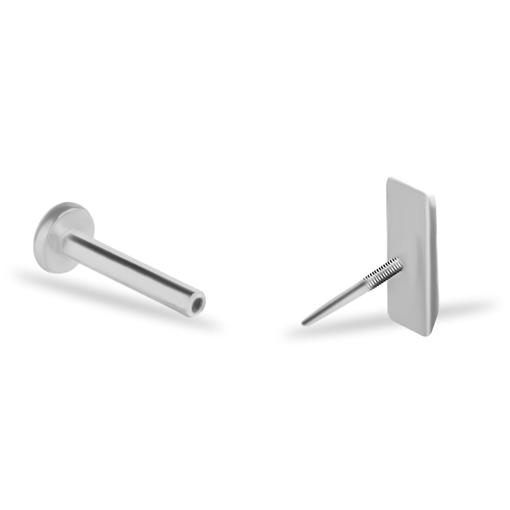 Strip stud piercing earring with - 14K Solid White Gold