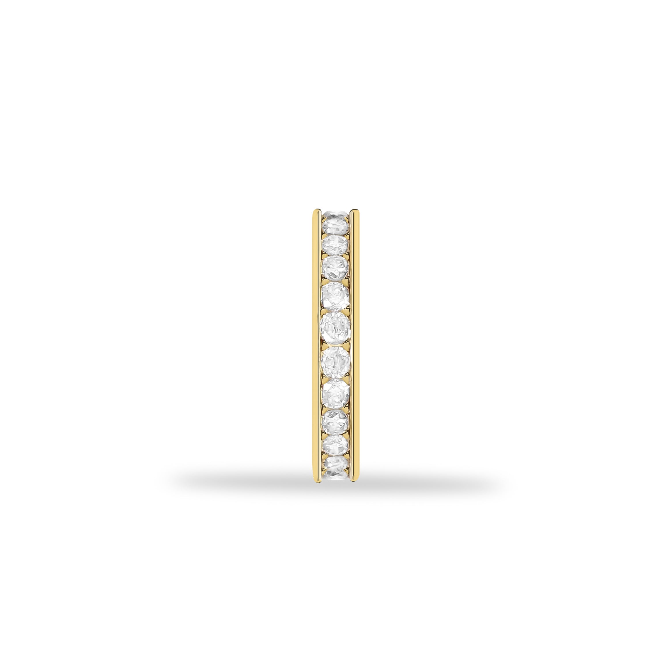 8mm Hoop piercing earring with clear zircons - 14K Solid Yellow Gold