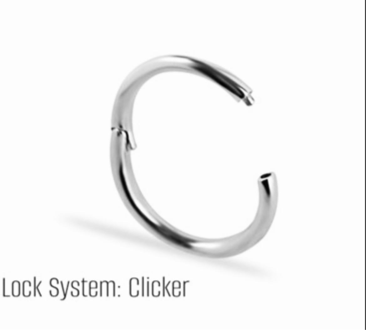 Hoop piercing earring with  clear zircon delicate pendant - 14K Solid White Gold