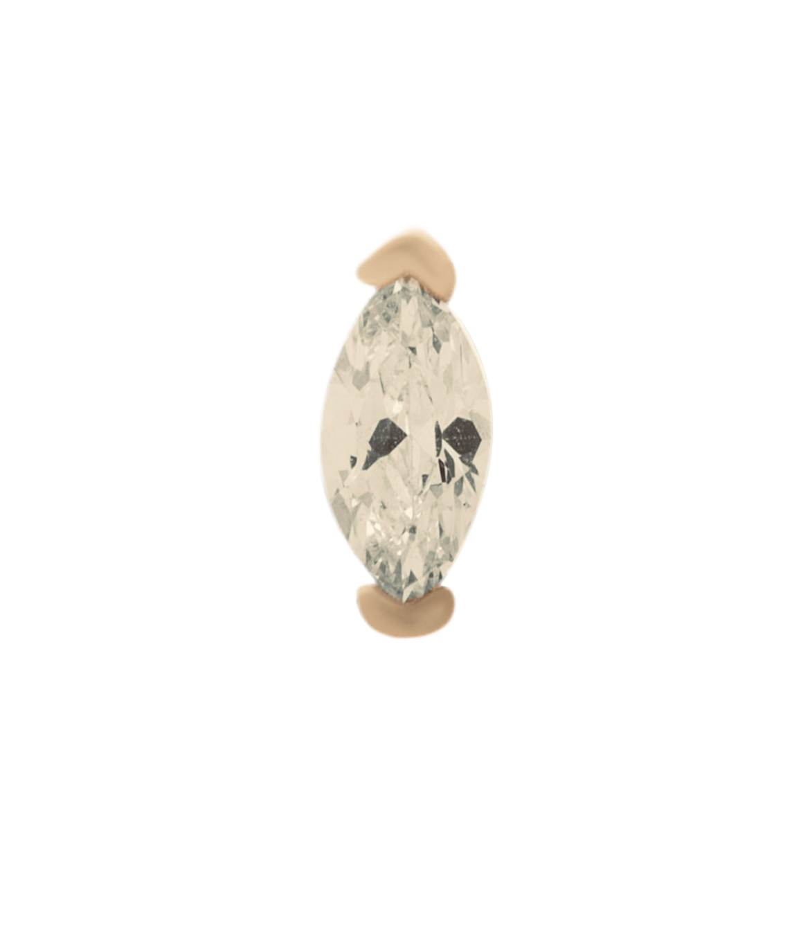 Drop stud piercing earring with clear zircons - 14K Solid Rose Gold