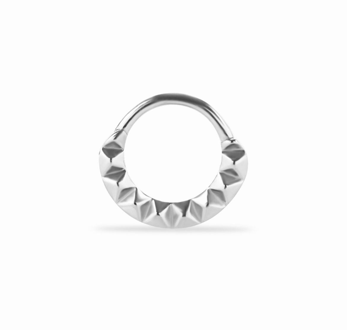 8mm Hoop piercing earring - 14K Solid White Gold