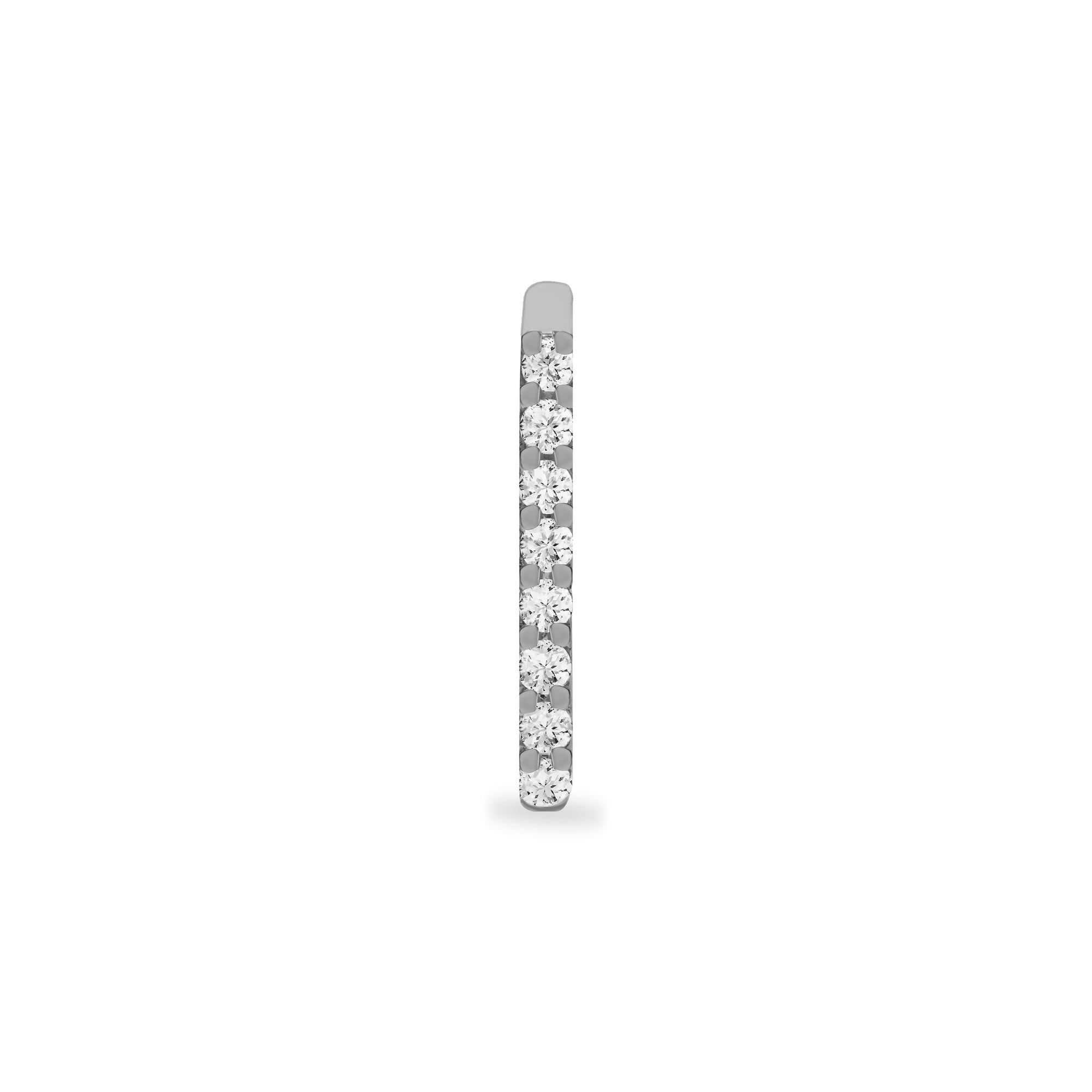 D hoop piercing earring with clear zircons - 14K Solid White Gold