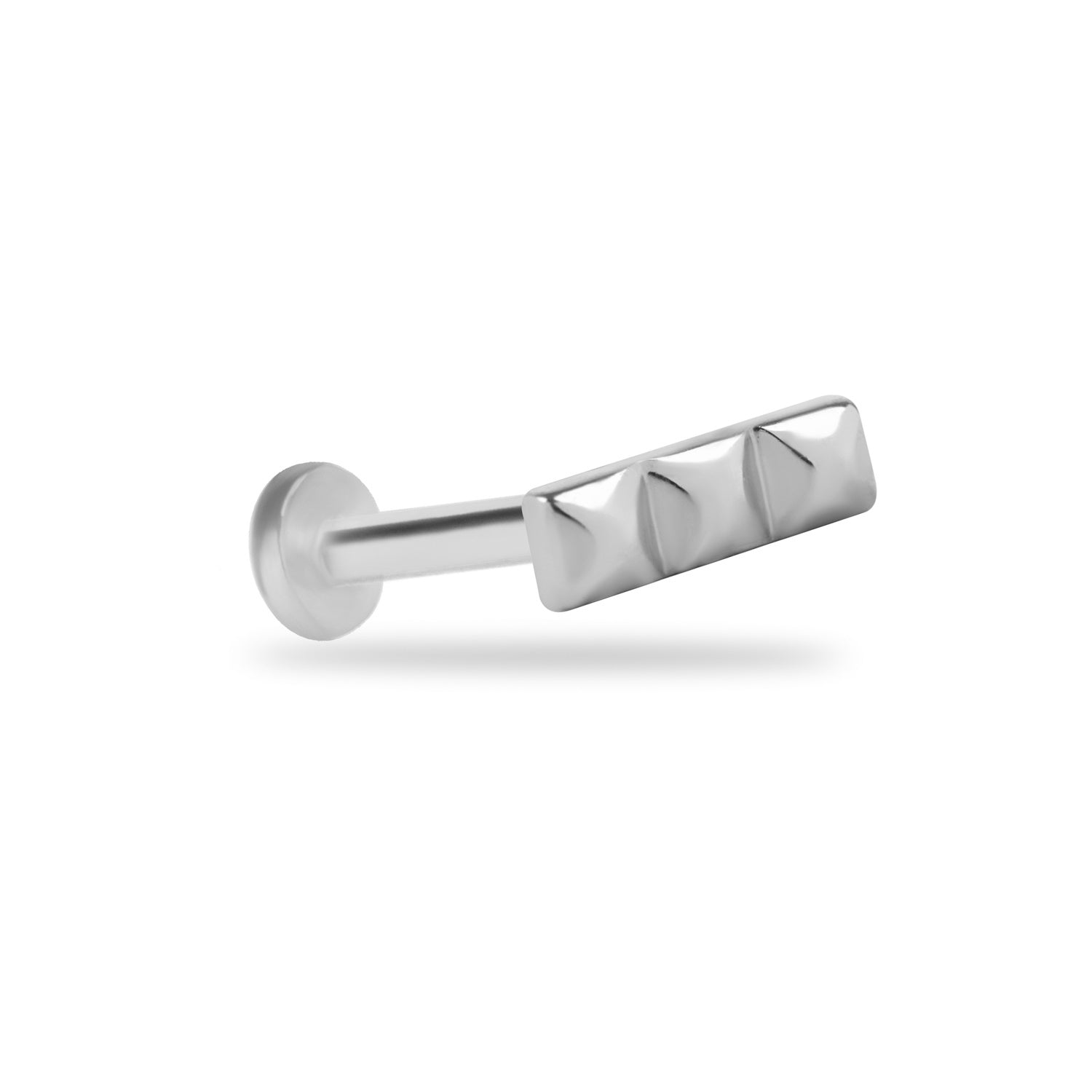 Stud piercing earring - 14K Solid White Gold