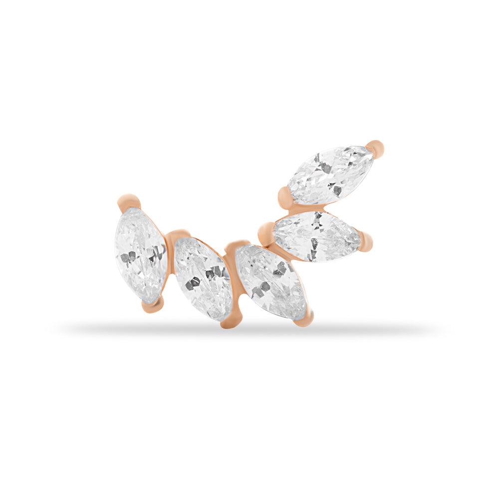 Climber stud piercing earring - 14K Solid Rose Gold