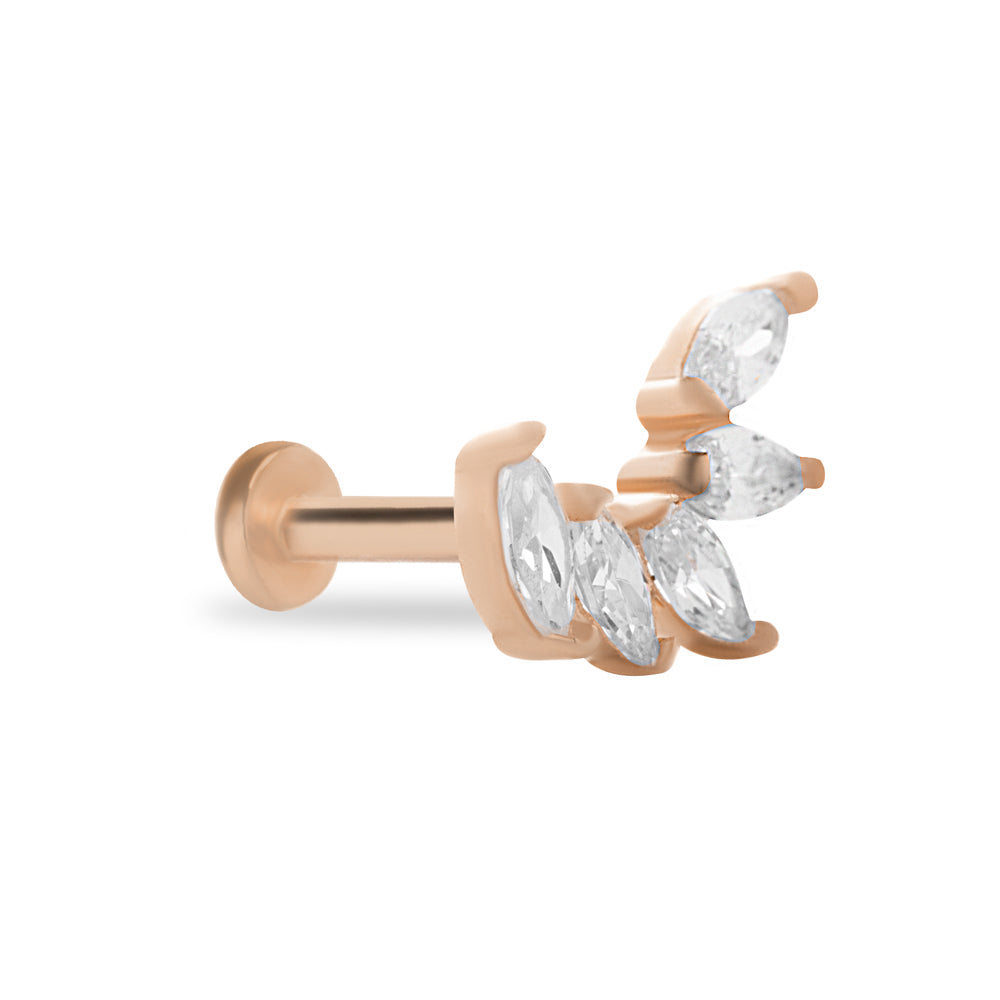 Climber stud piercing earring - 14K Solid Rose Gold