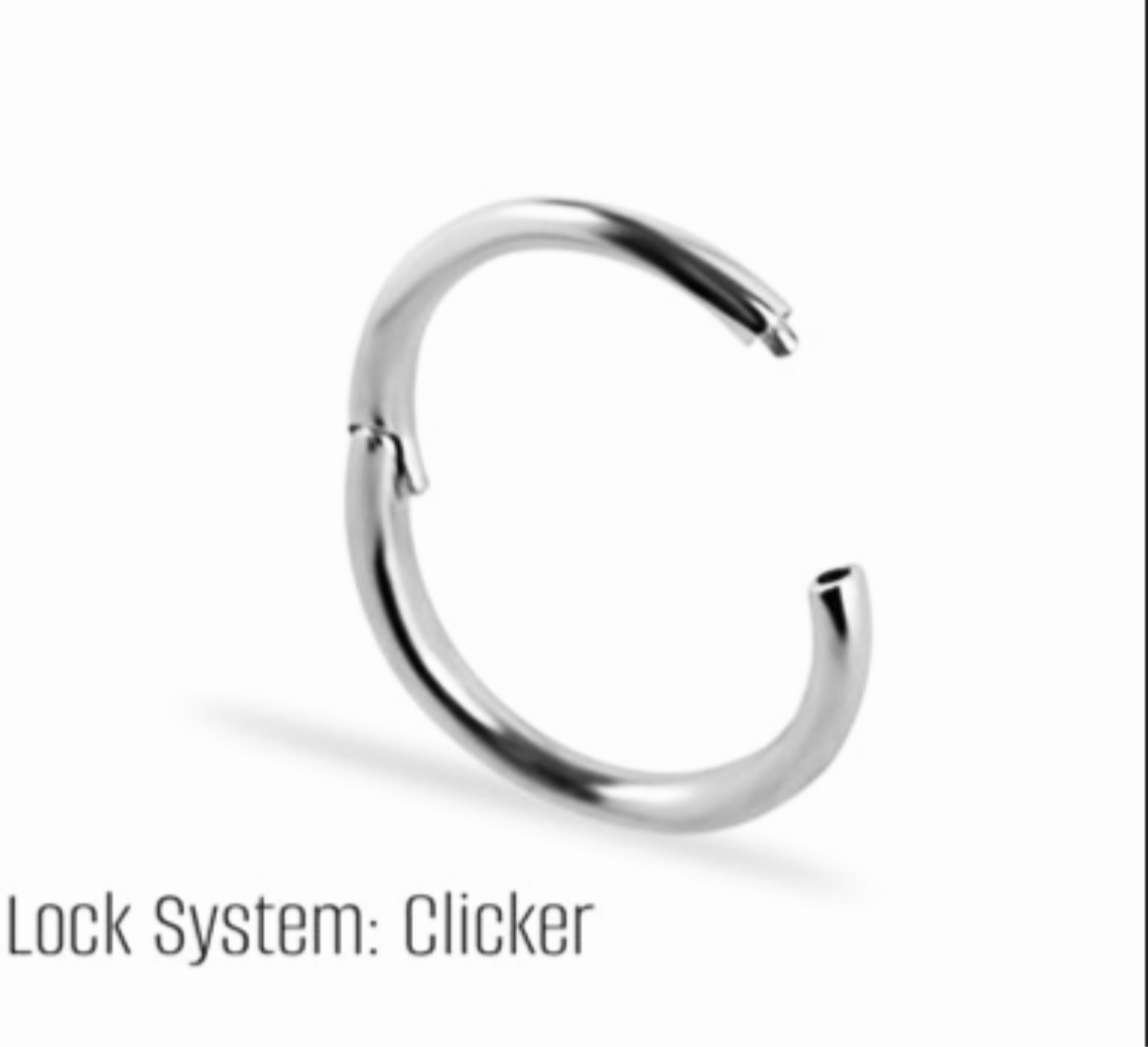 Hoop piercing earring with strip delicate pendant & clear zircons - 14K Solid White Gold