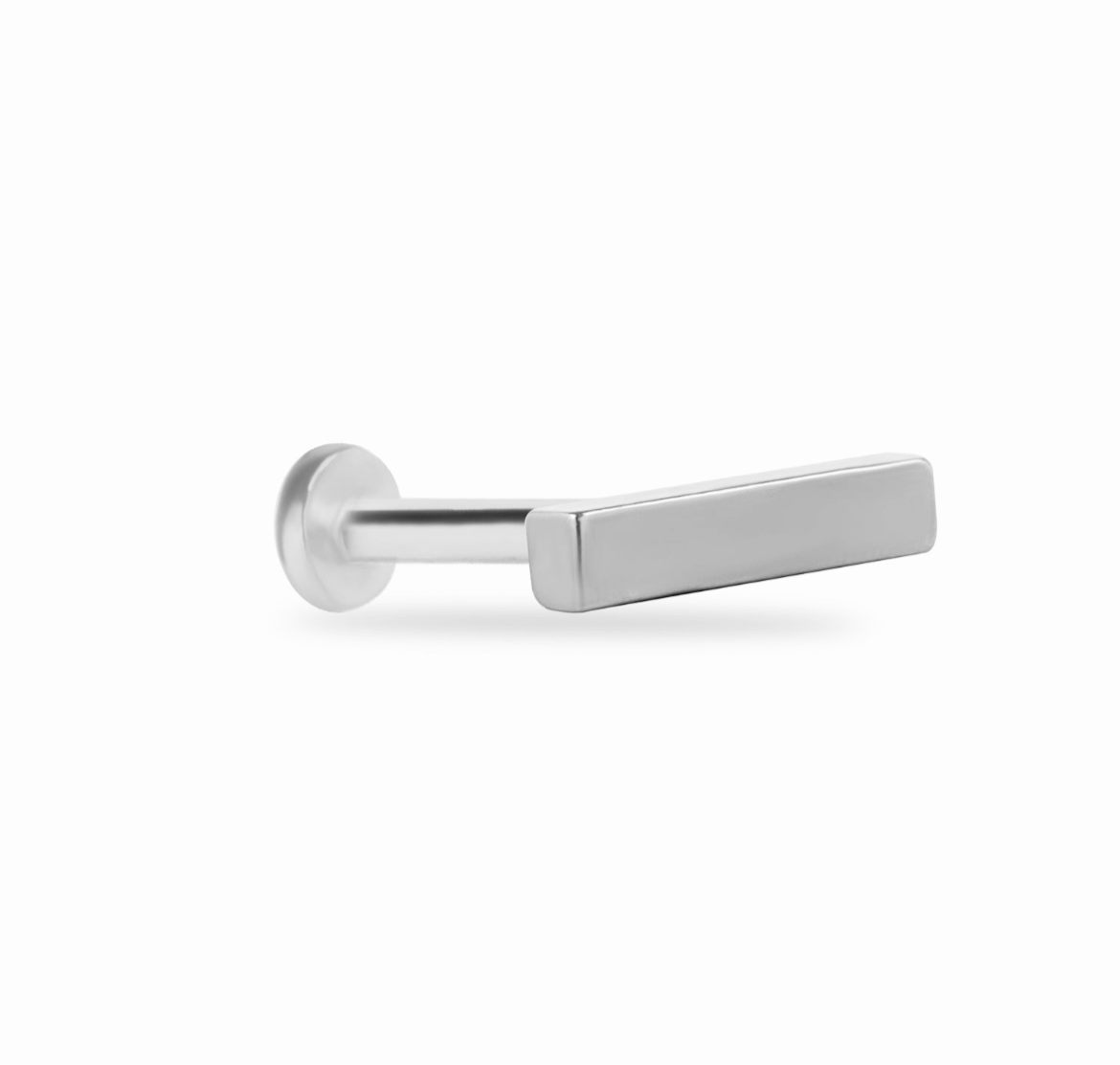 Strip stud piercing earring- 14K Solid White Gold
