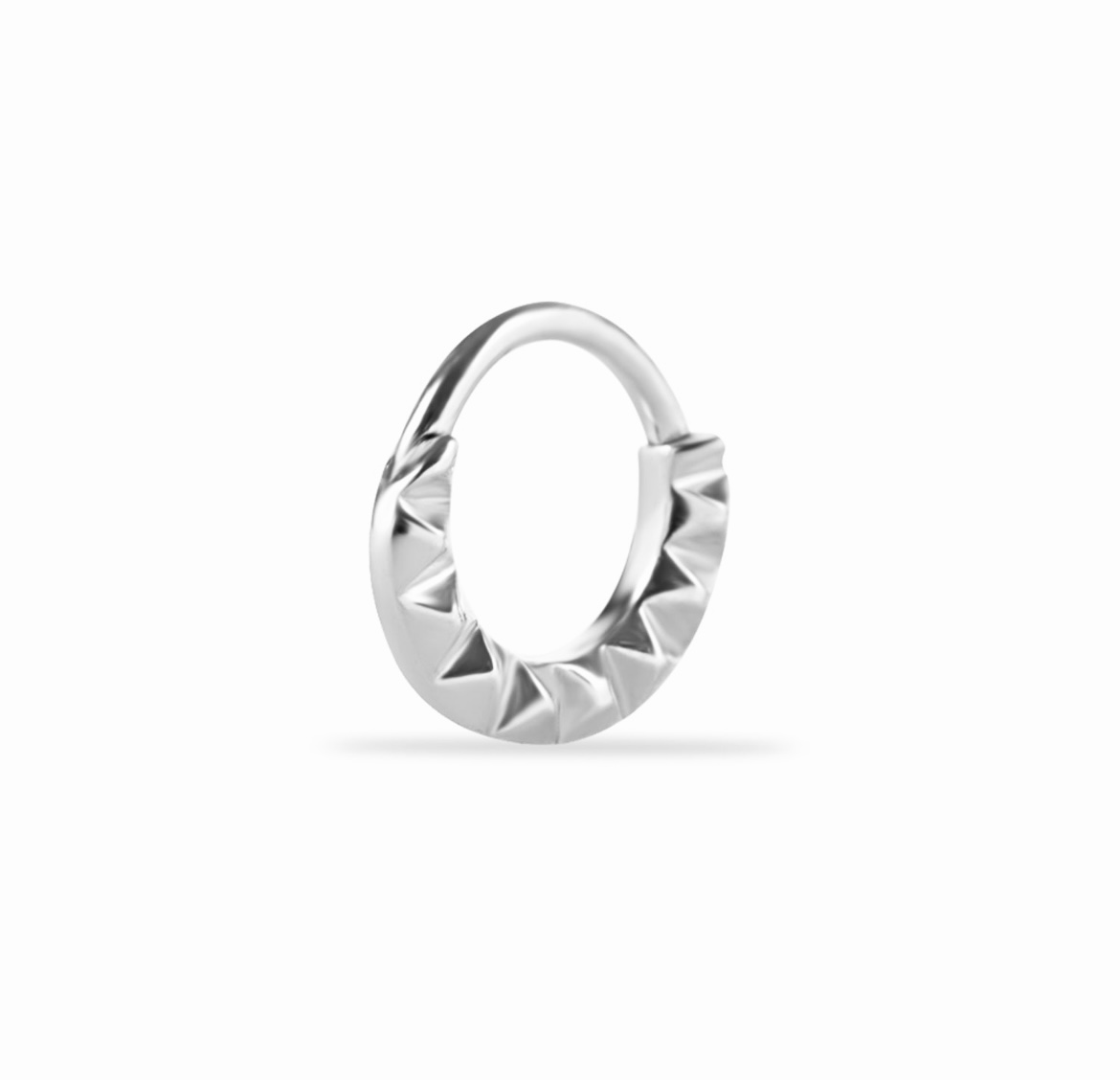 8mm Hoop piercing earring - 14K Solid White Gold