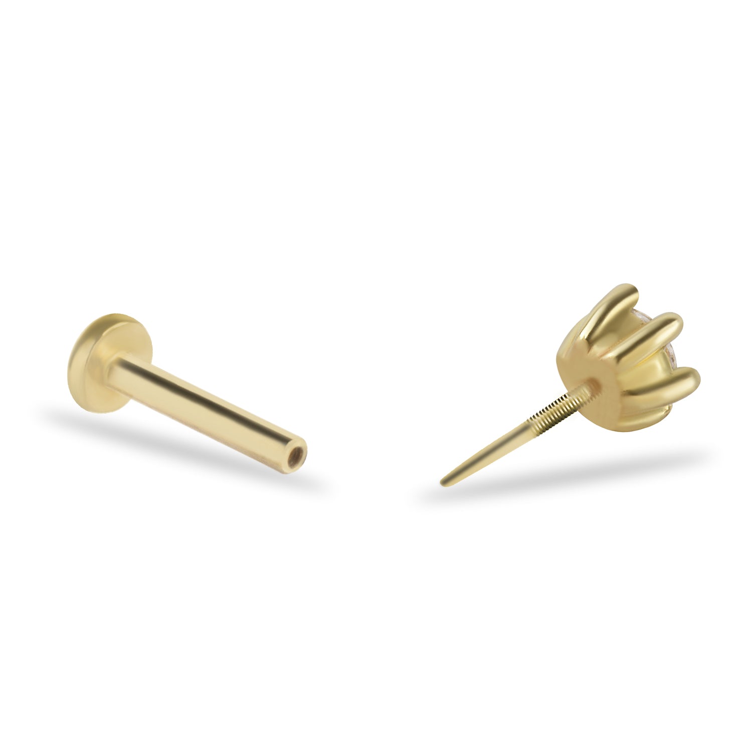 Dot stud Piercing Earring - 14k Solid Yellow Gold