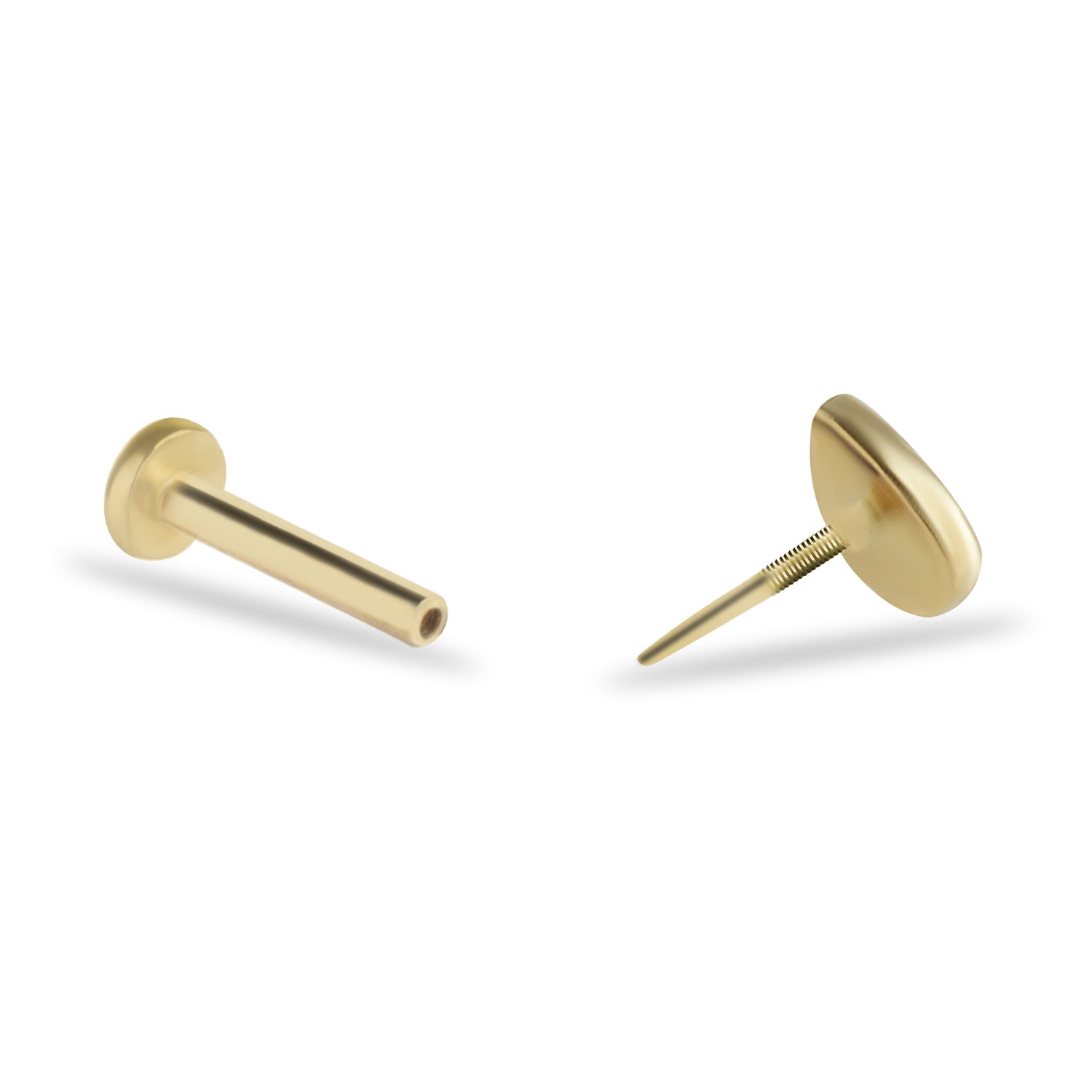 Drop stud piercing earring - 14K Solid Yellow Gold