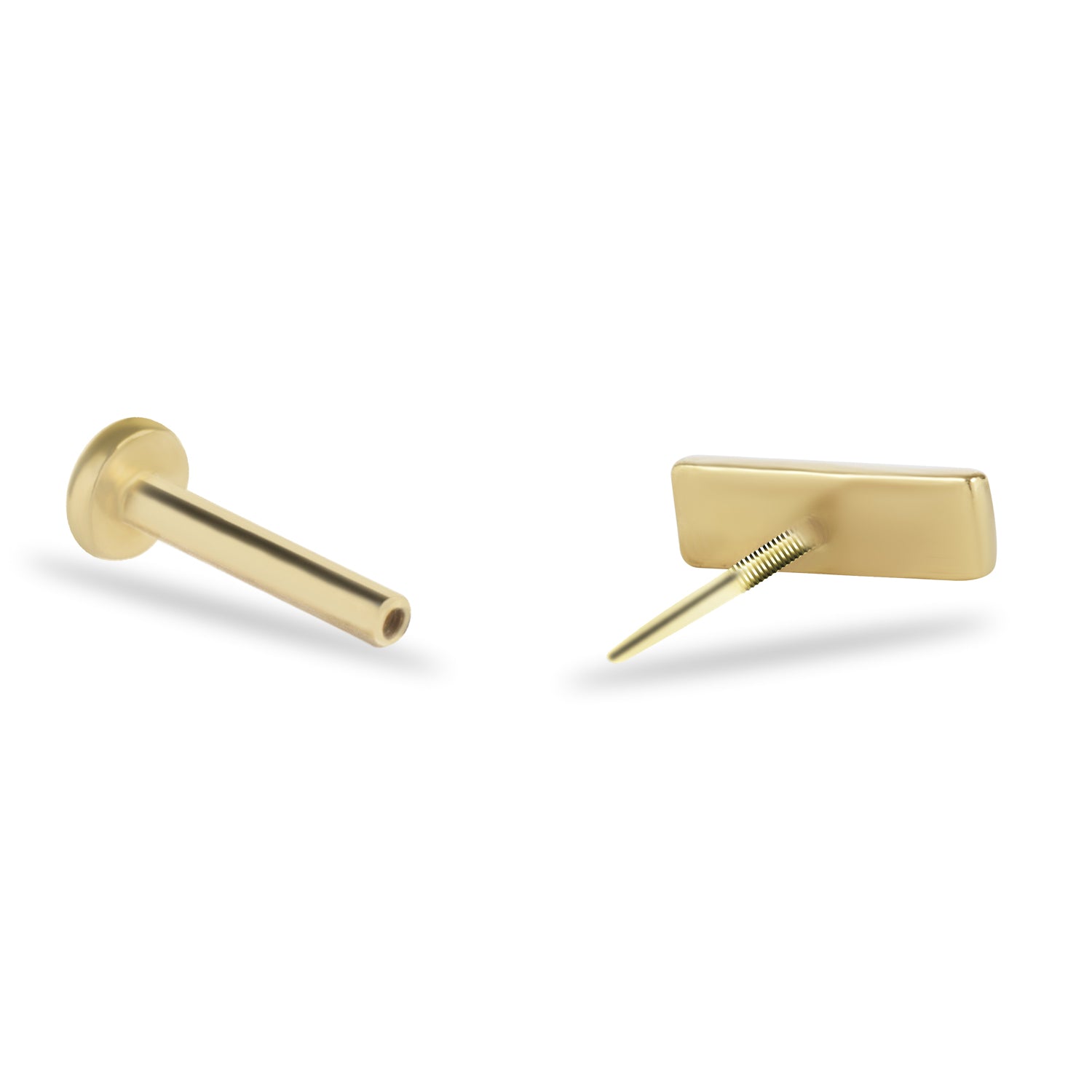 Stud piercing earring - 14K Solid Yellow Gold