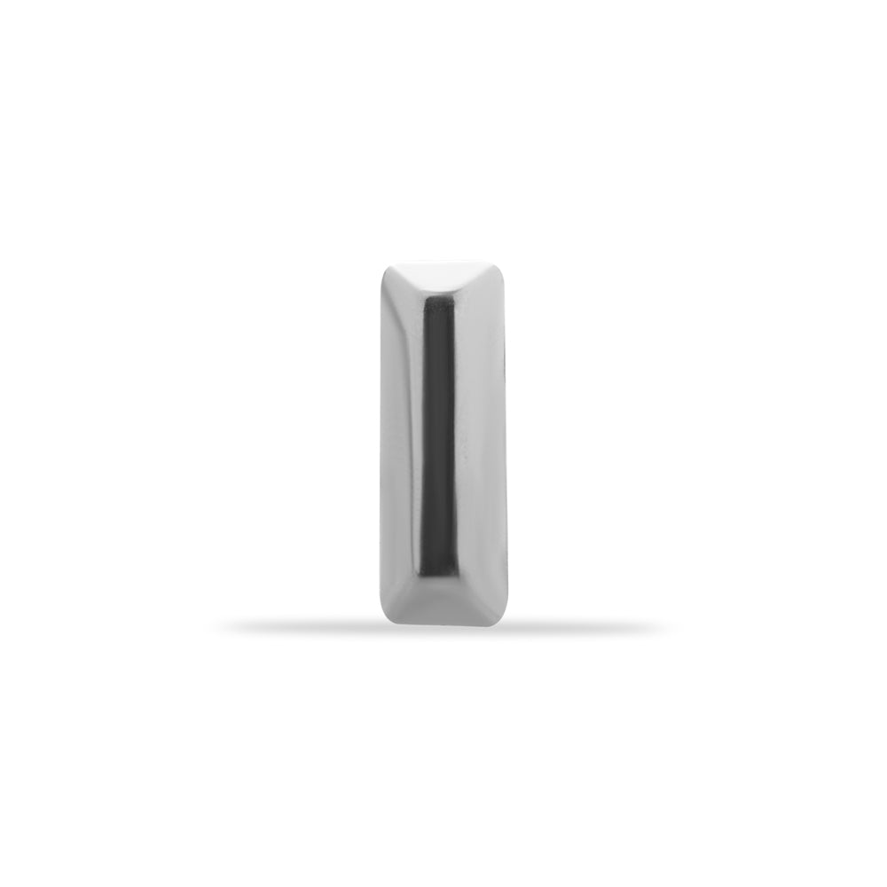 Strip stud piercing earring with - 14K Solid White Gold