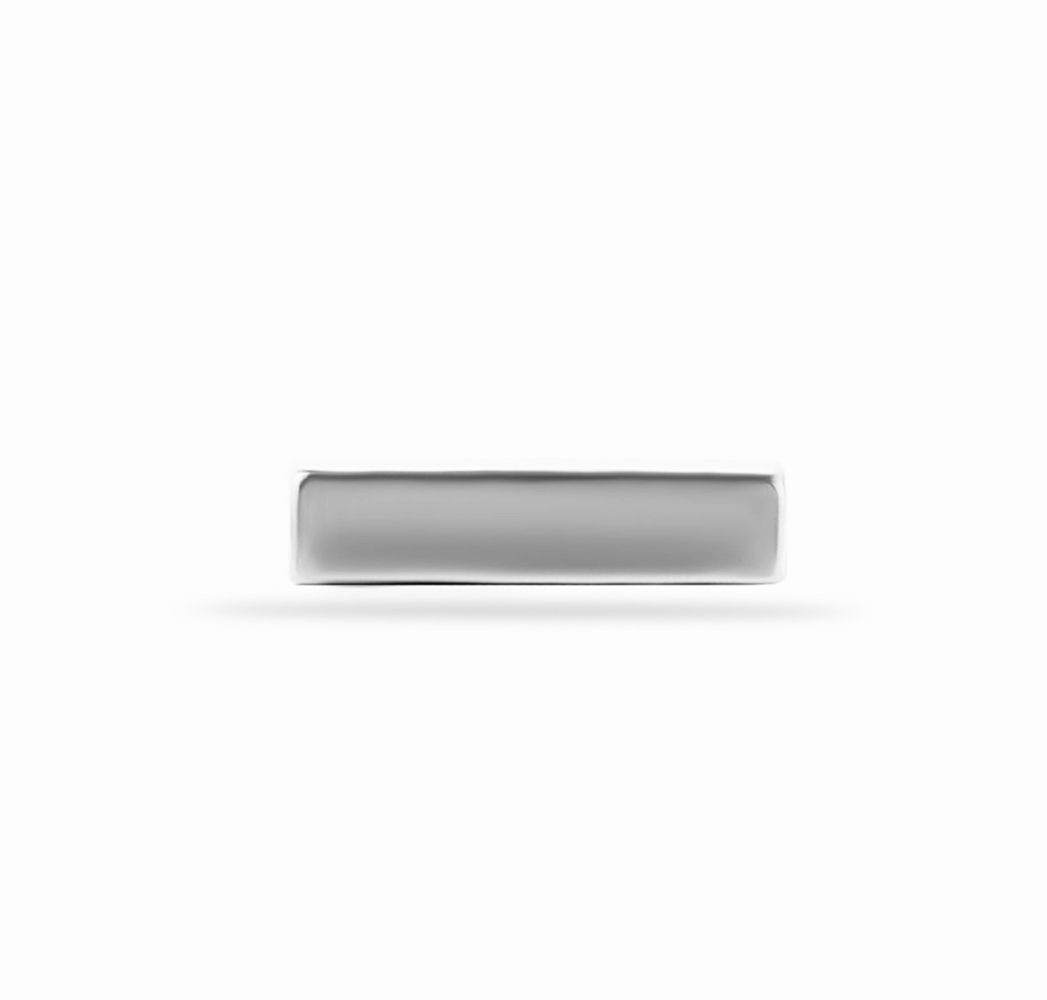 Strip stud piercing earring- 14K Solid White Gold