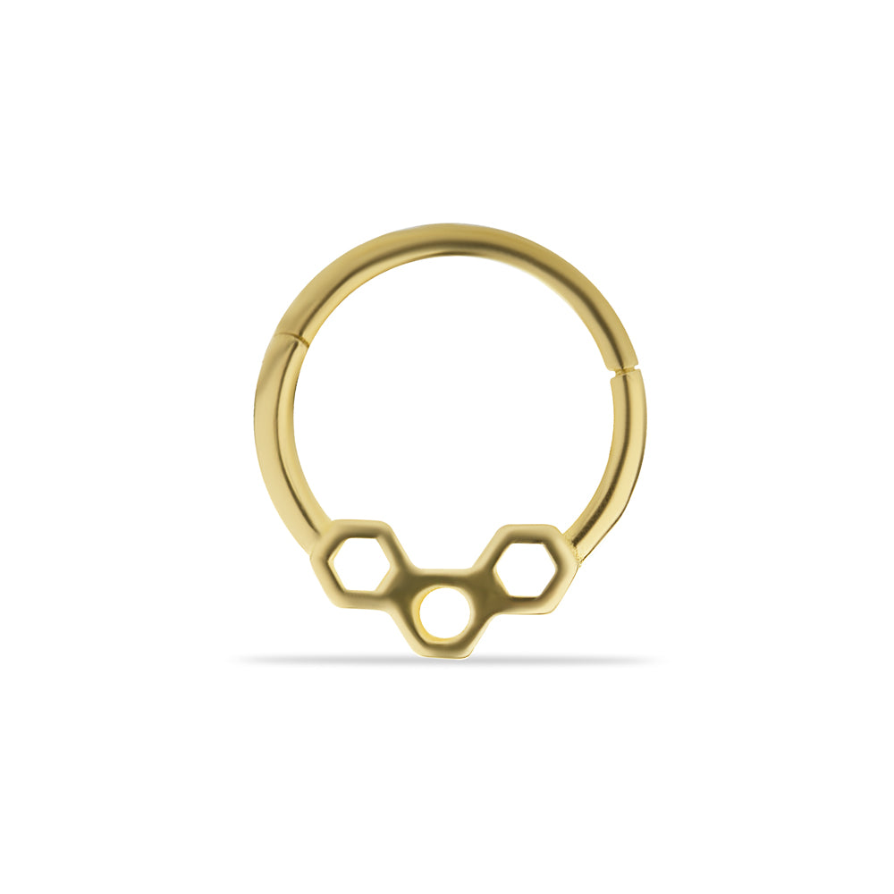 8mm Molecule Hoop piercing earring - 14K Solid Yellow Gold