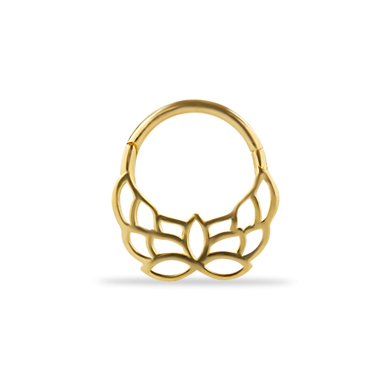 8mm Lotus hoop piercing earring - 14K Solid Yellow Gold