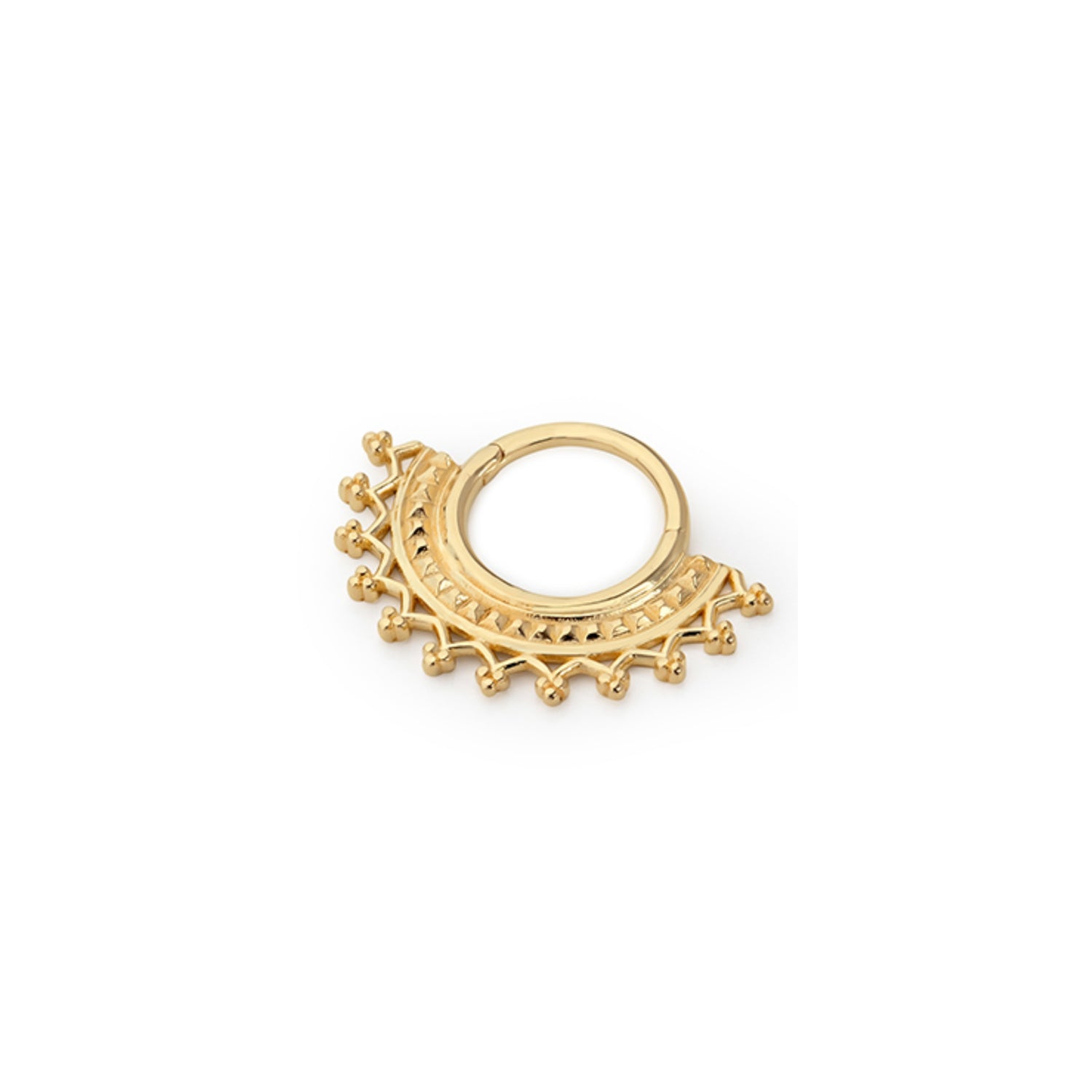 8mm Ethnic hoop piercing earring  - 14K Solid Yellow Gold