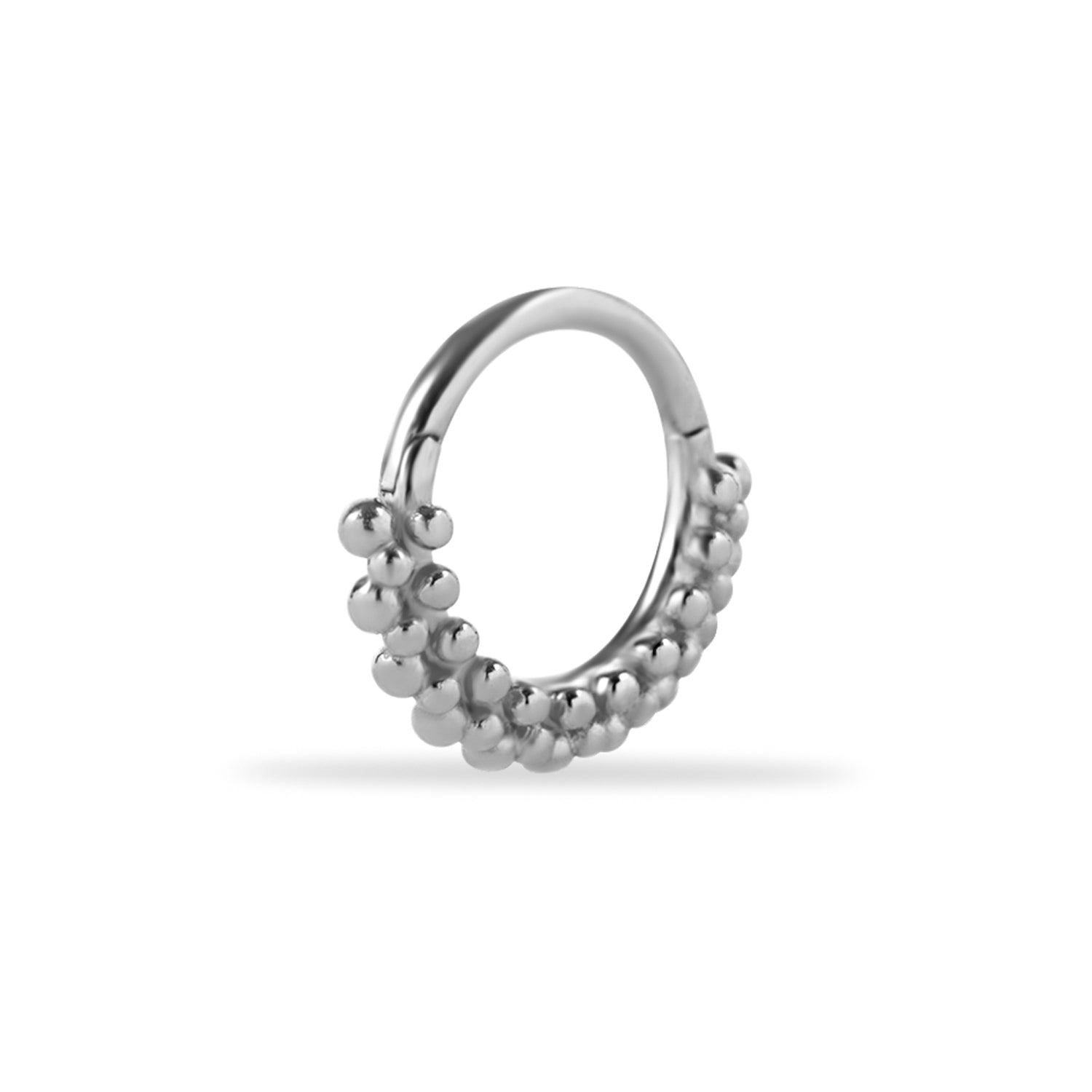 8mm Hoop piercing earring - 14K Solid White Gold