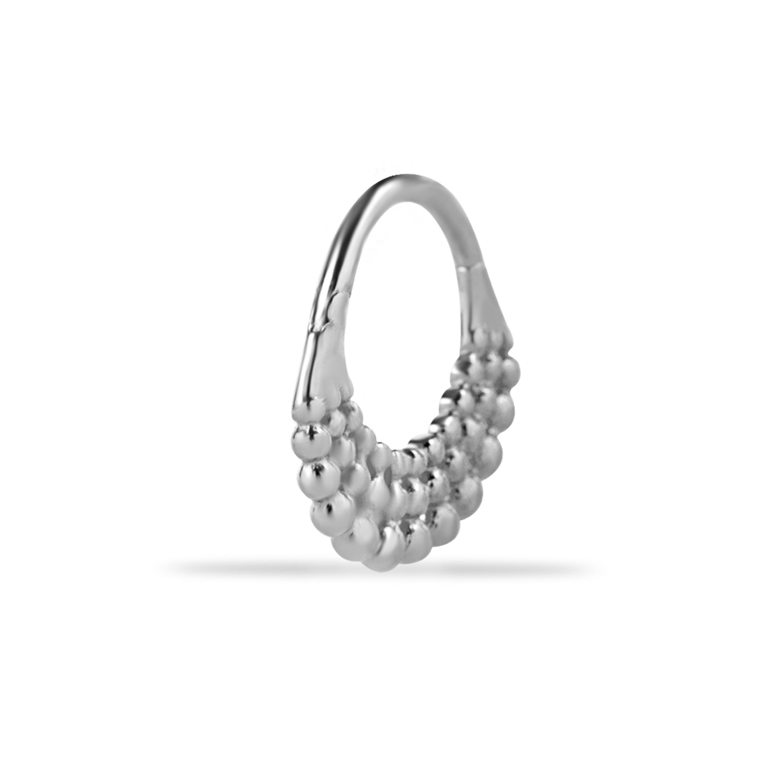 8mm Hoop piercing earring - 14K Solid White Gold