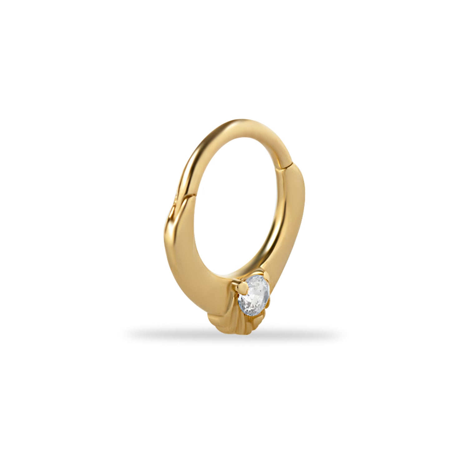 8mm Hoop piercing earring - 14K Solid Yellow Gold