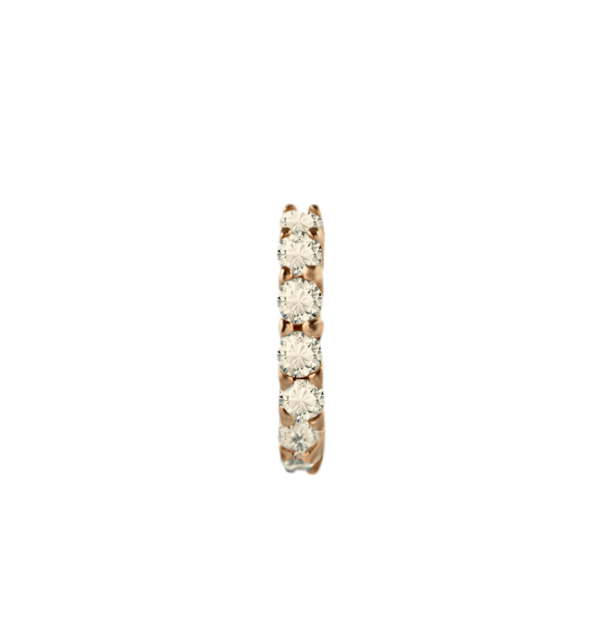 Hoop piercing earring with clear zircons - 14K Solid Rose Gold