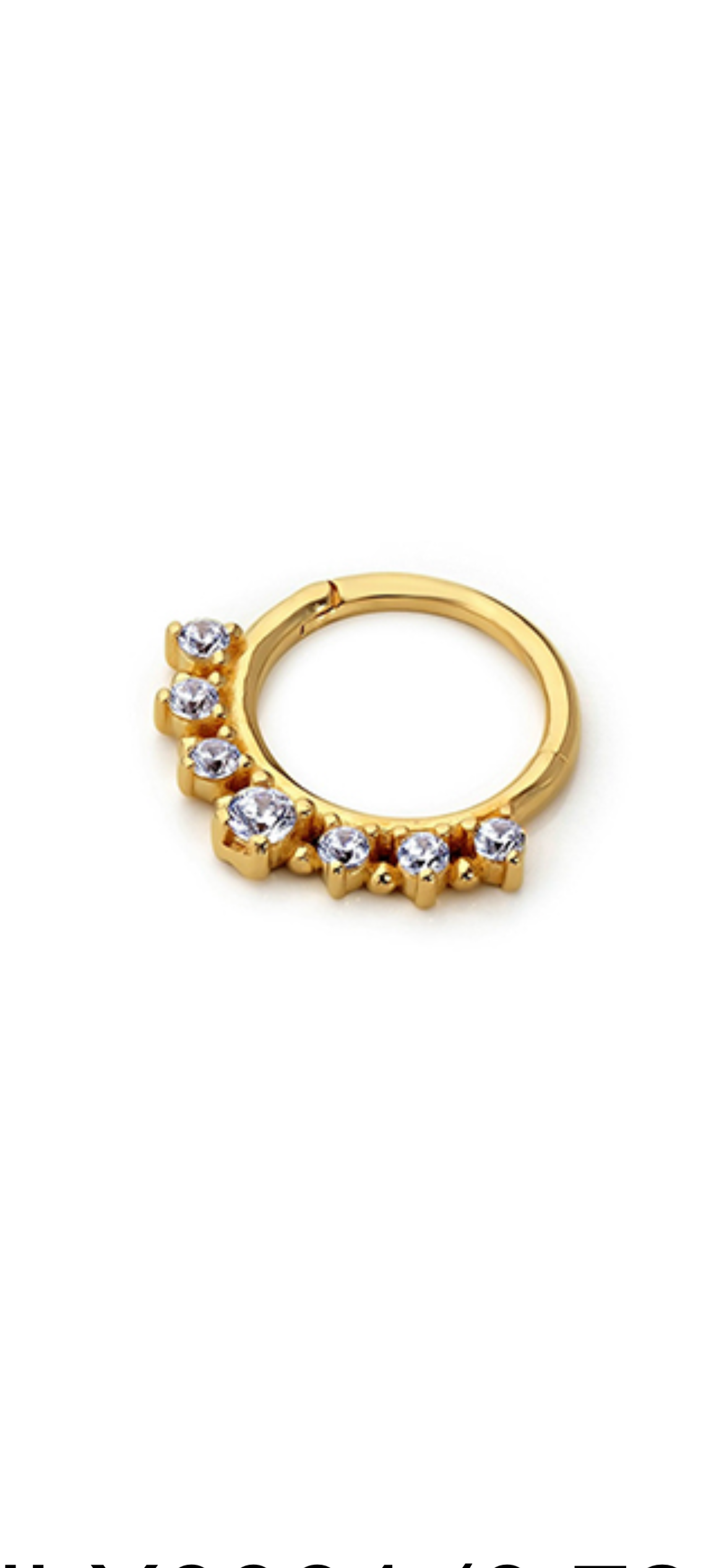 8mm Hoop piercing earring with clear zircons - 14K Solid Yellow Gold