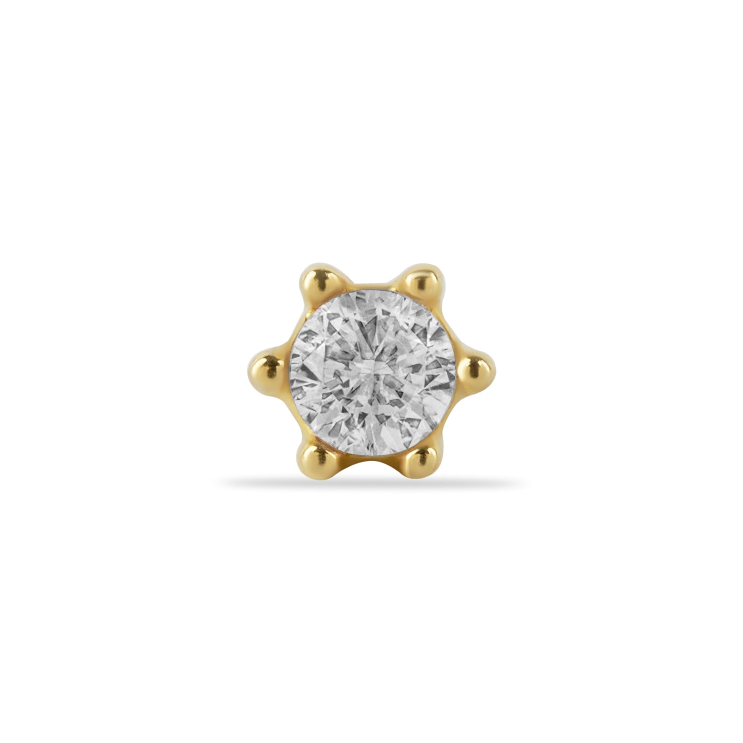 Dot stud Piercing Earring - 14k Solid Yellow Gold