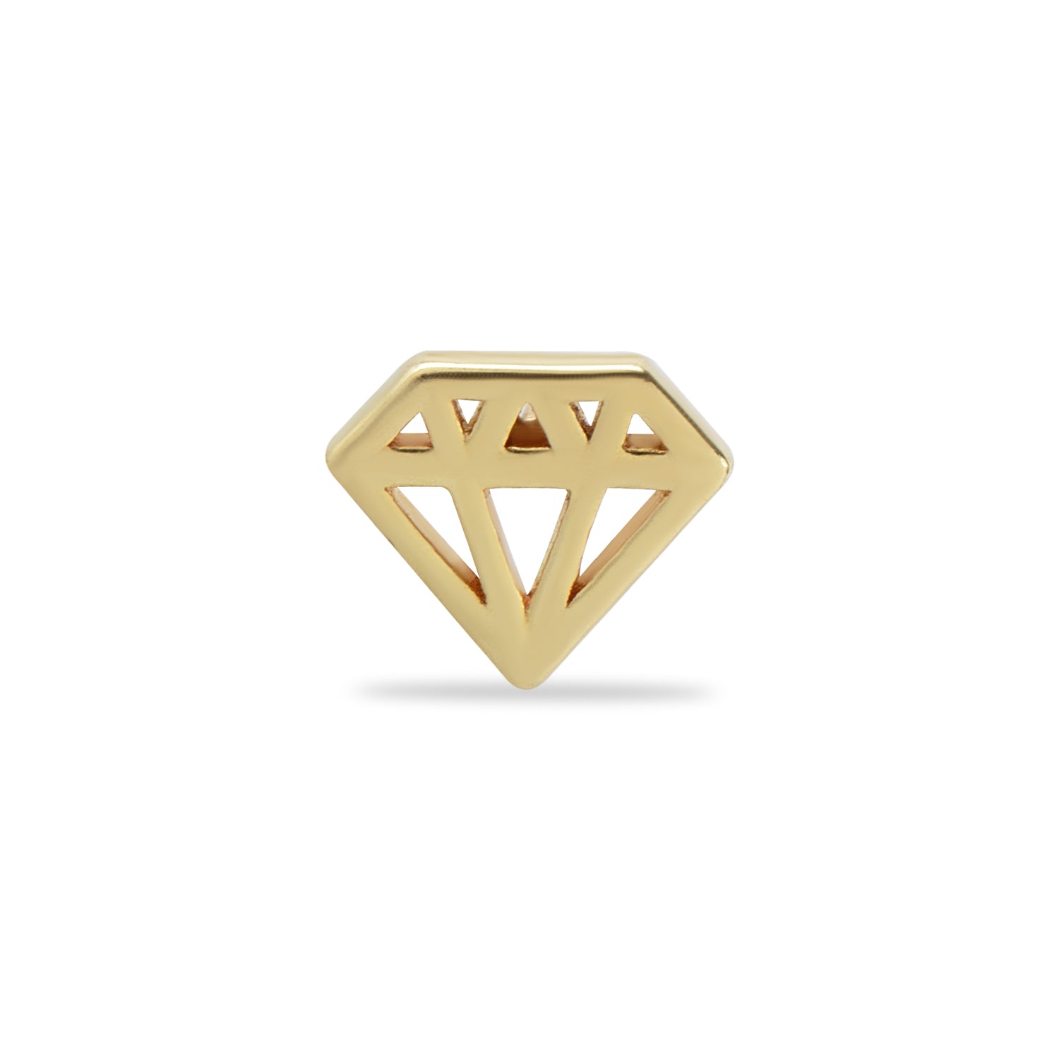 Diamond stud piercing earring - 14K Solid Yellow Gold