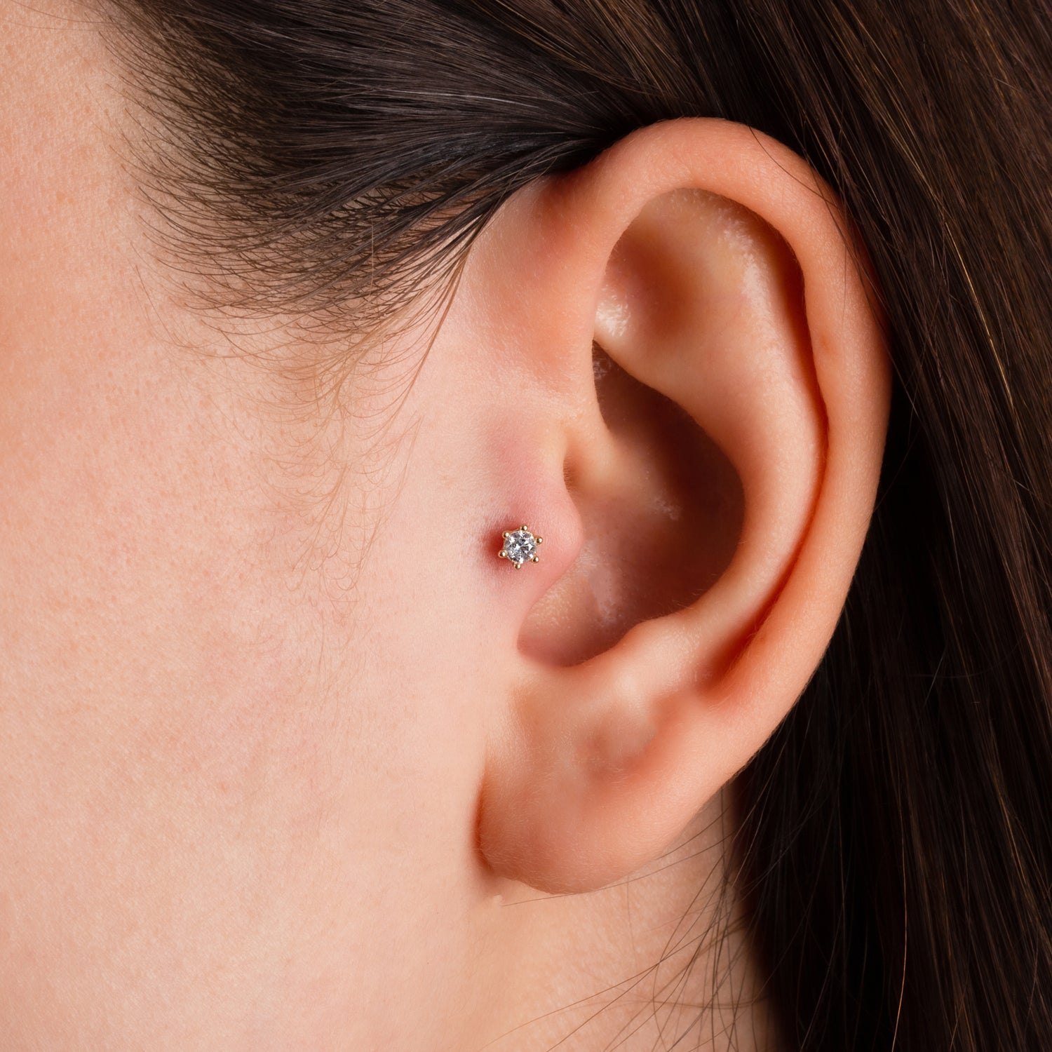 Dot stud Piercing Earring - 14k Solid Yellow Gold