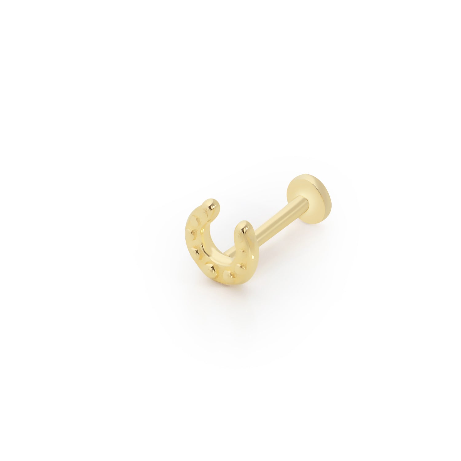 Horseshoe stud piercing earring  - 14K Solid Yellow Gold